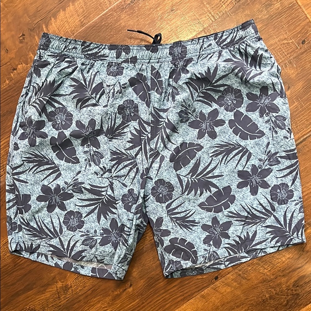 NWOT Kirkland Signature Blue Board Shorts with Tropical Print
